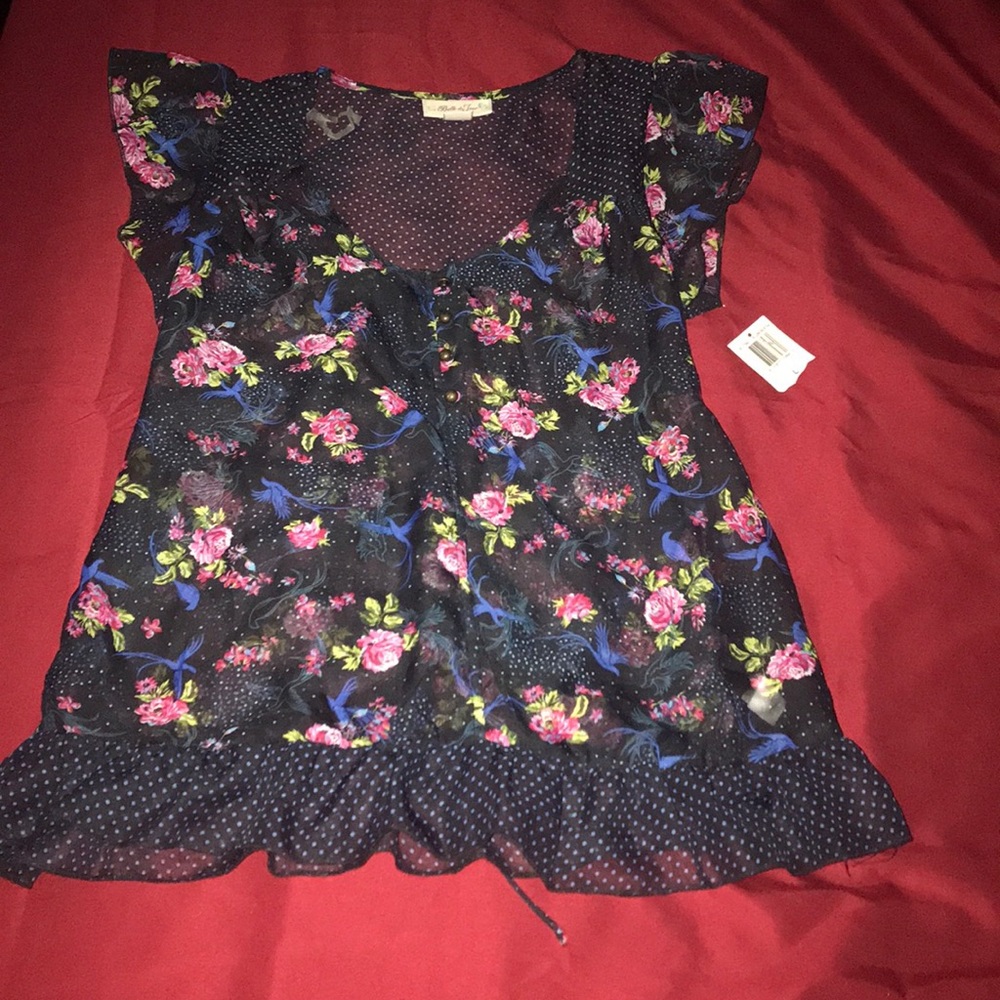 NWT Sheer Floral Blouse
